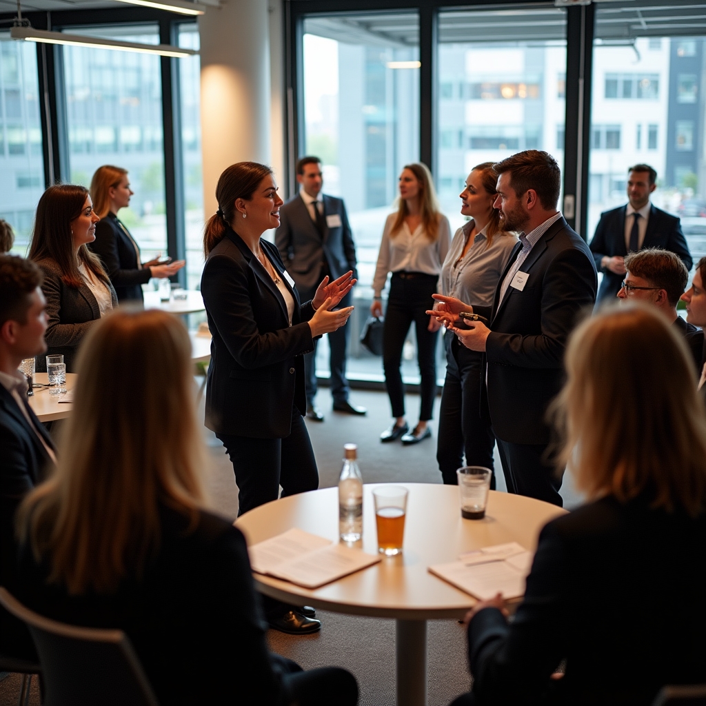 Professionals networking at a Fundorento event