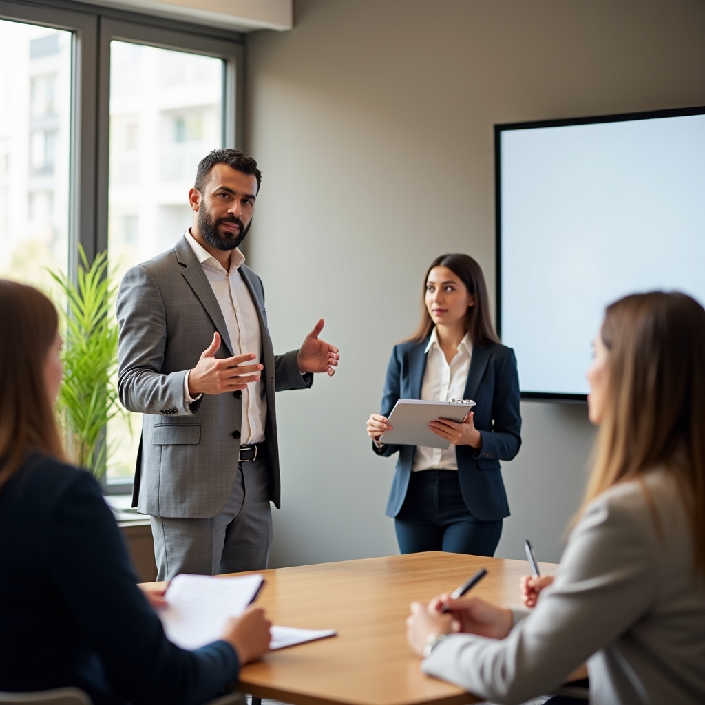 Participants practising presentation skills
